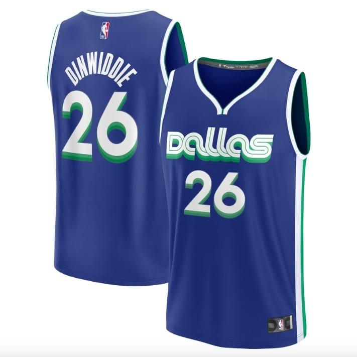 Баскетбольная джерси 2022-23 Dallas Mavericks #26 Spencer Dinwiddie Fastbreak City Blue Jersey
