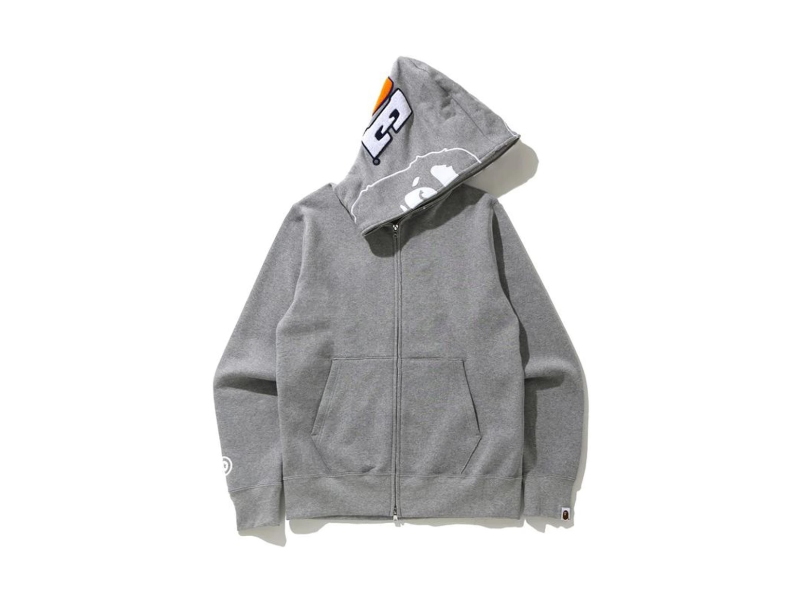 Худи BAPE 2nd Ape Full Zip Hoodie Gray