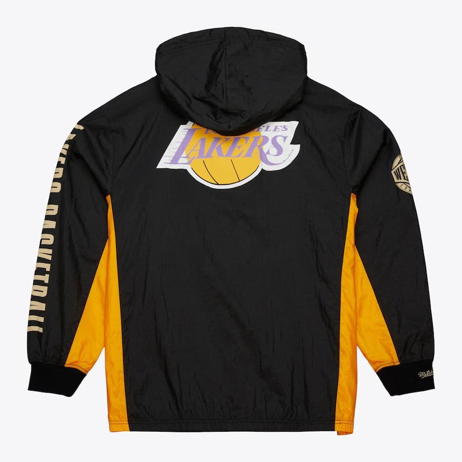 Анорак Mitchell & Ness Black Los Angeles Lakers Team OG 2.0 Vintage Logo Anorak Quarter-Zip Hoodie Windbreaker Jacket