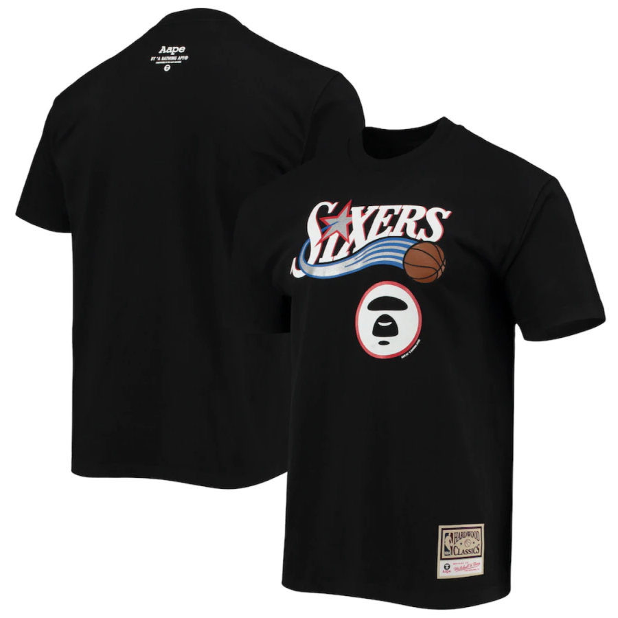 Aape-x-Mitchell-Ness-Philadelphia-76ers-Tee-Black-2
