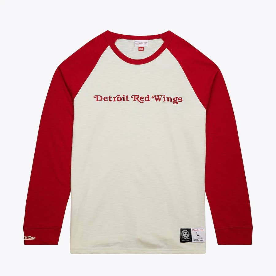 Лонгслив Mitchell & Ness Cream Detroit Red Wings Legendary Slub Raglan Long Sleeve T-Shirt