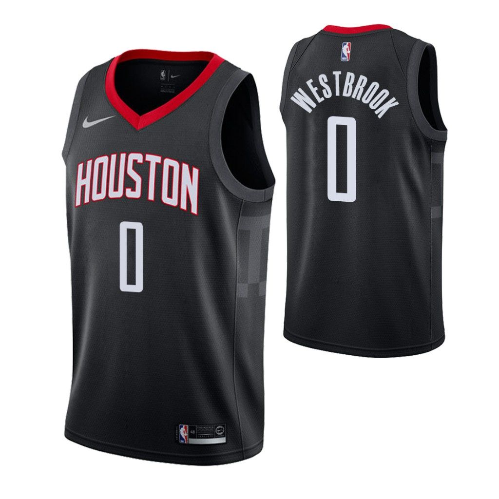 Баскетбольная джерси 2018-19 Rockets Russell Westbrook #0 Black Statement