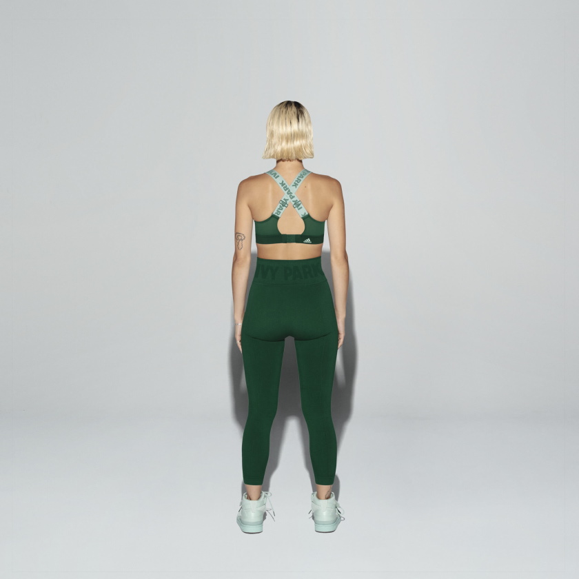 Тайтсы adidas Ivy Park Circular Knit 3-Stripes Tights Dark Green