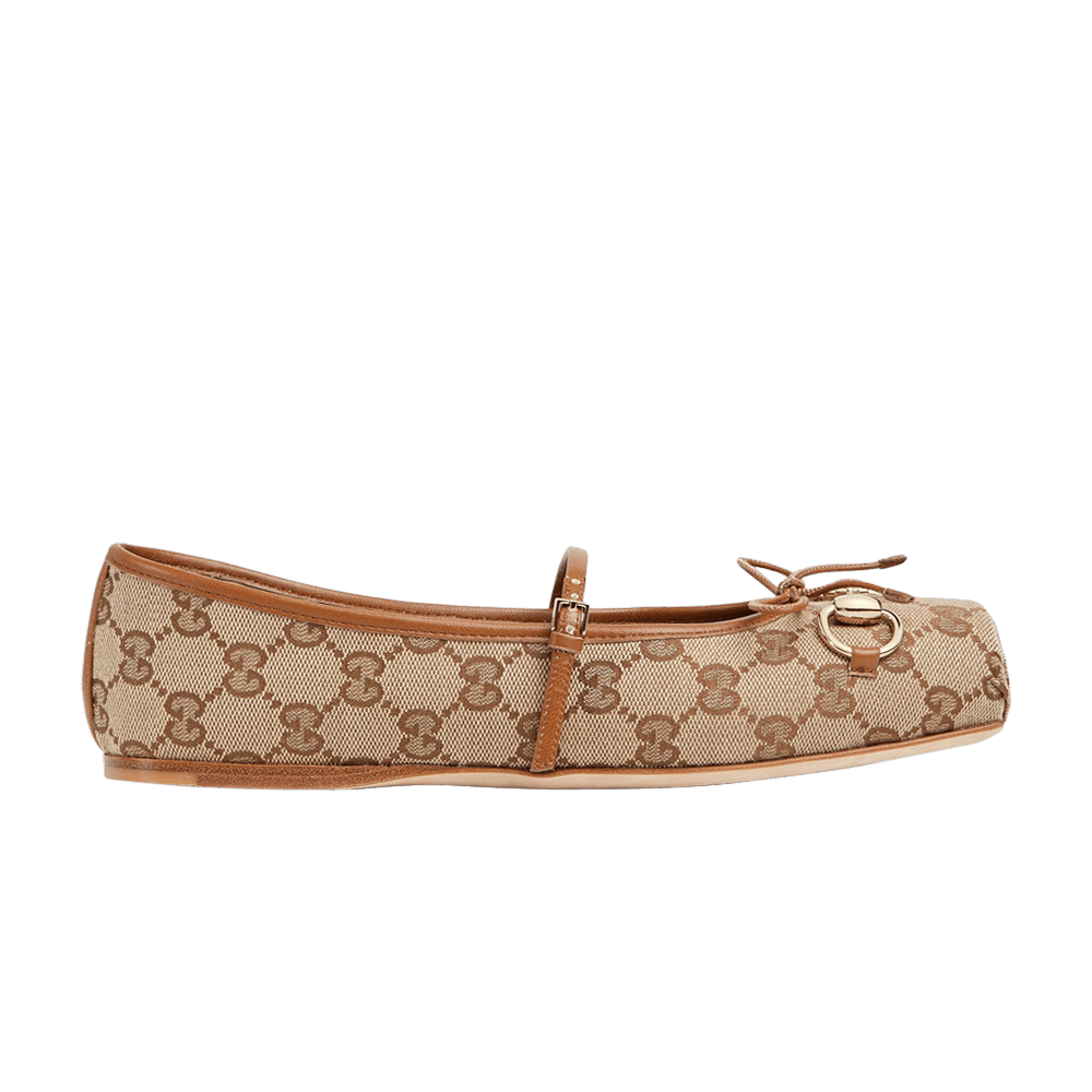Кроссовки Gucci Wmns Horsebit Ballet 'GG Canvas - Beige Dark Brown'