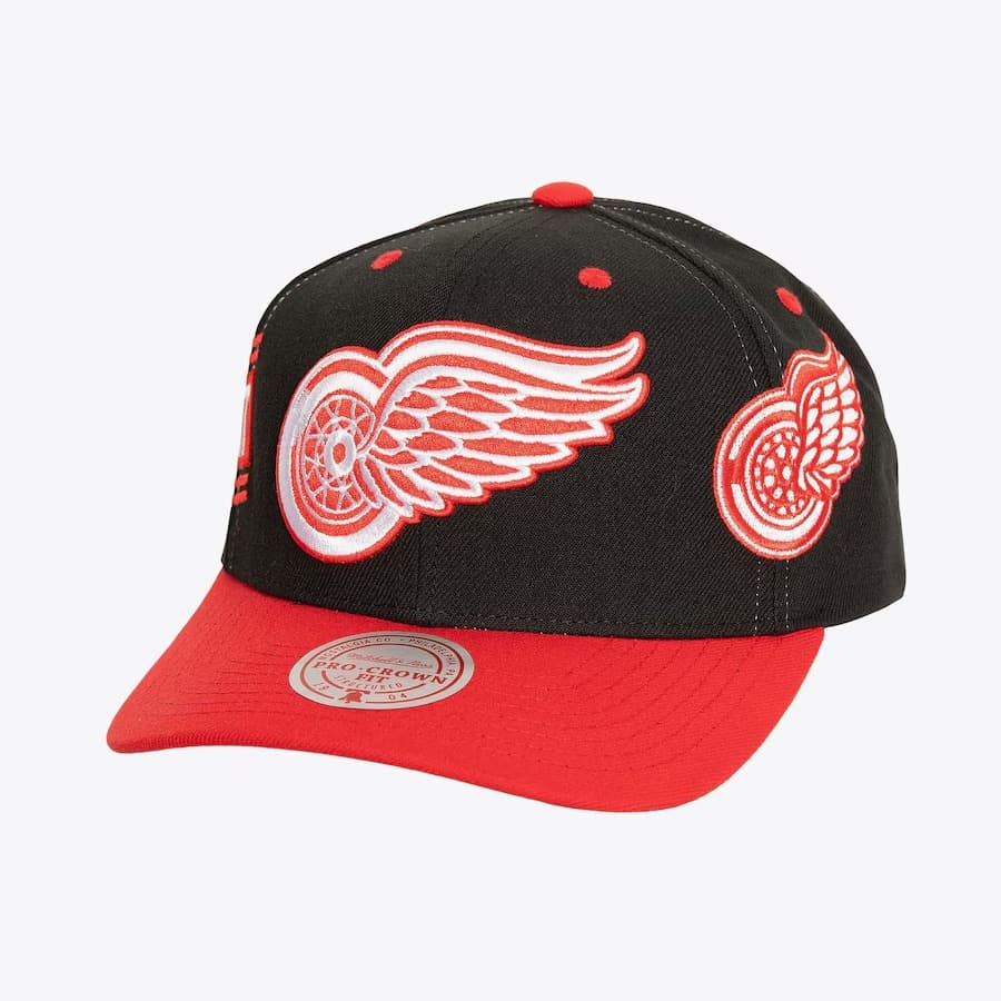 Бейсболка Mitchell & Ness Black Detroit Red Wings Overbite Pro Vintage Snapback Hat