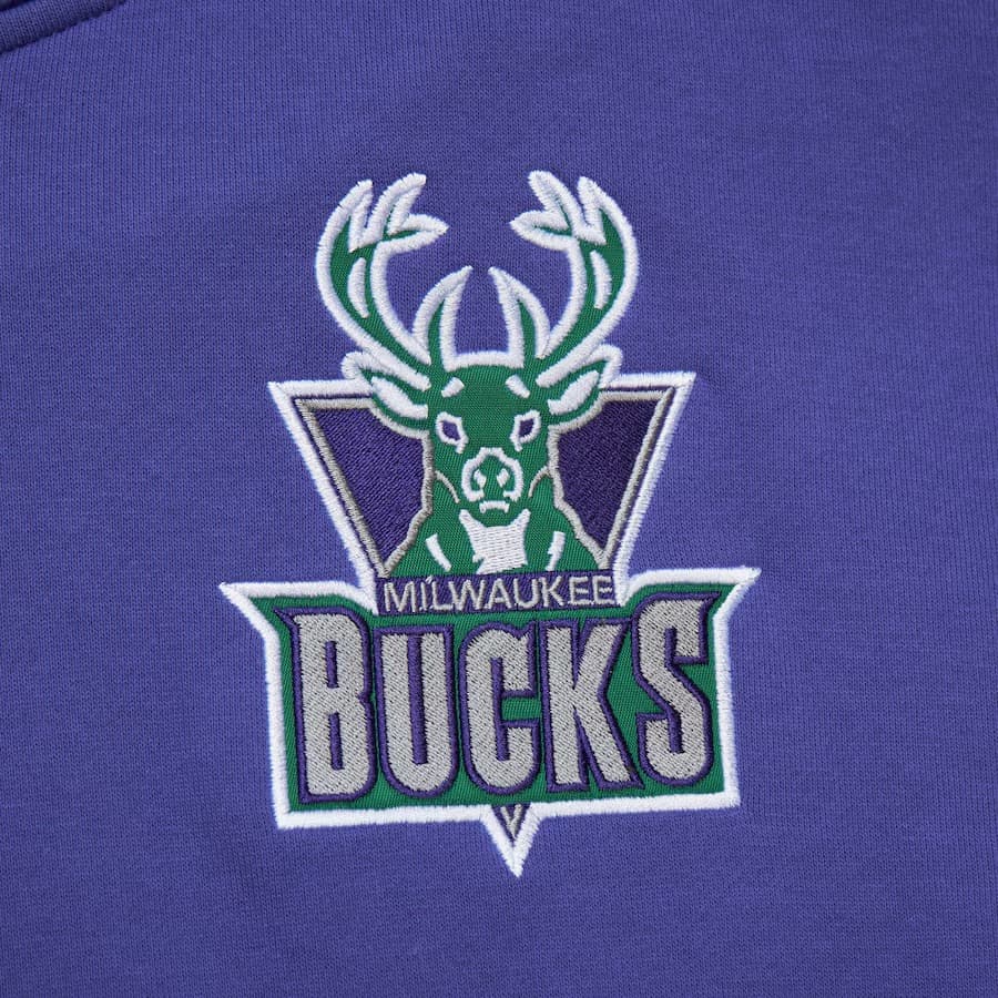 Худи Mitchell & Ness Purple Milwaukee Bucks Team OG 2.0 Vintage Logo Fleece Pullover Hoodie