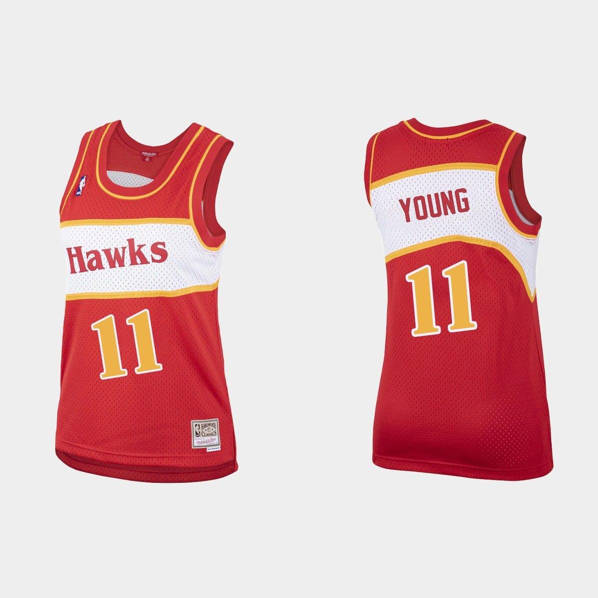 Джерси Atlanta Hawks #11 Trae Young Red Hardwood Classics Women's Jersey