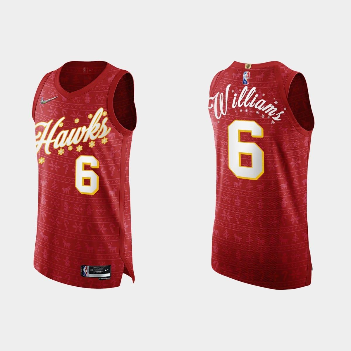 Баскетбольная джерси 2021 Atlanta Hawks #6 Lou Williams NBA 75th Christmas Red Authentic Jersey