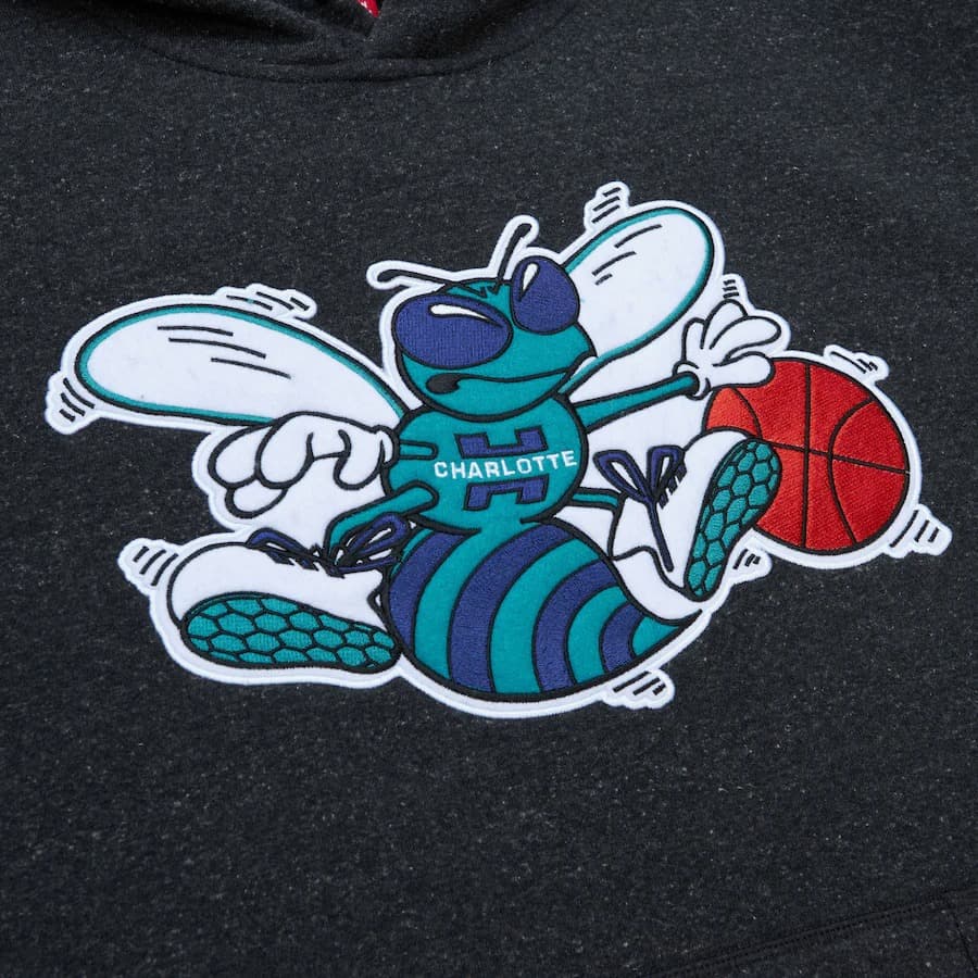 Худи Mitchell & Ness Black Charlotte Hornets Snow Washed Fleece Pullover Hoodie