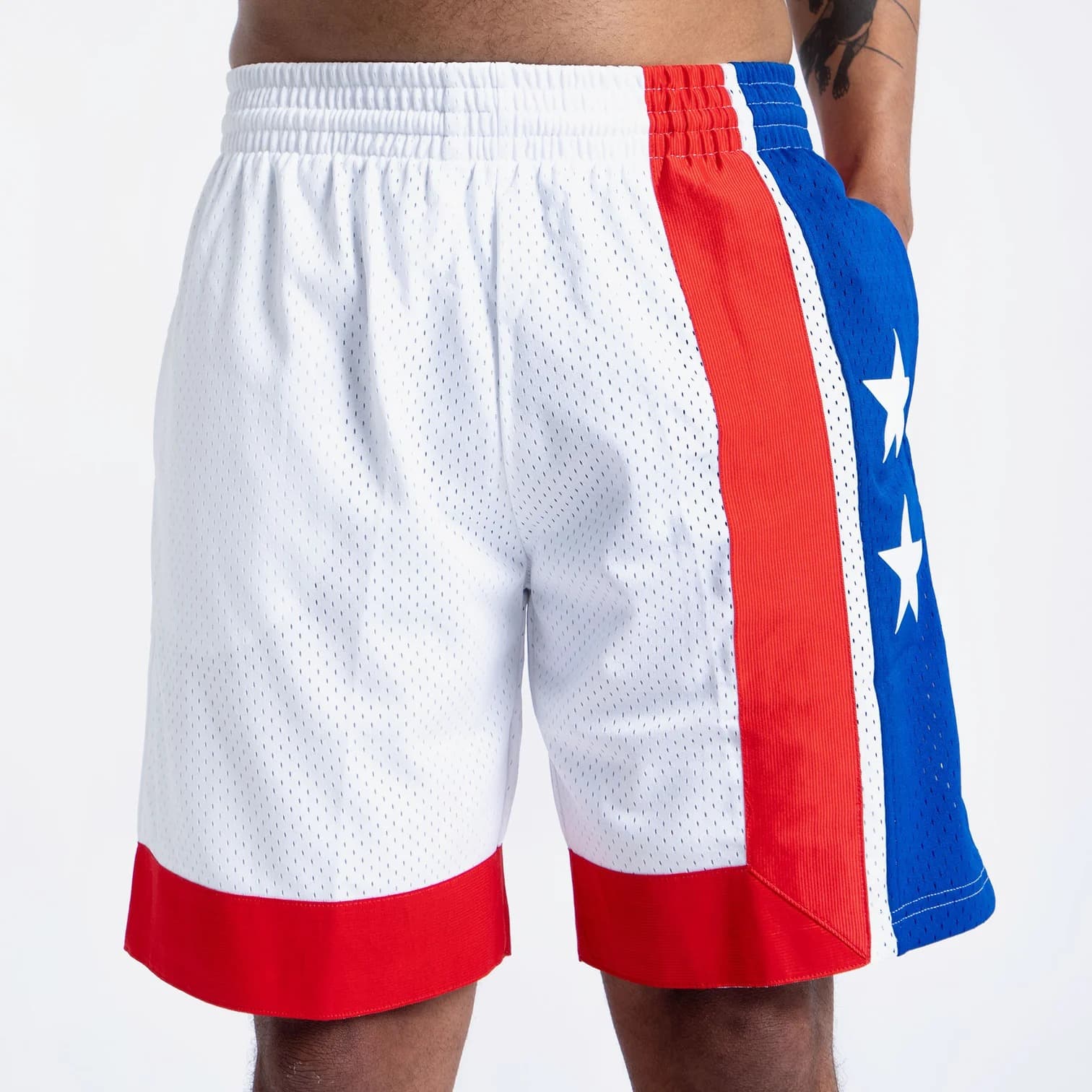 Спортивные шорты Mitchell & Ness New Jersey Nets 1973-74 Hardwood Classics Throwback Swingman NBA White Shorts