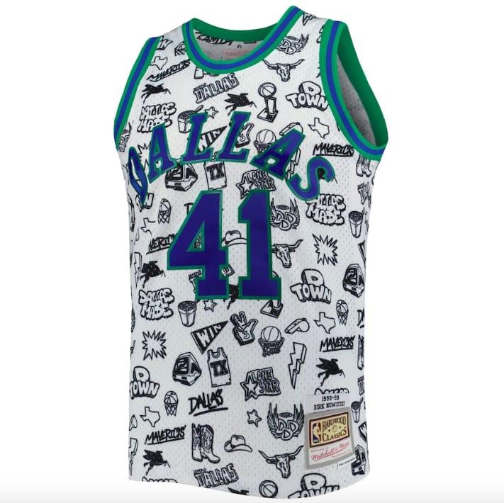 1998-99-Dallas-Mavericks-41-Dirk-Nowitzki-Mitchell-Ness-Doodle-White-Jersey-2