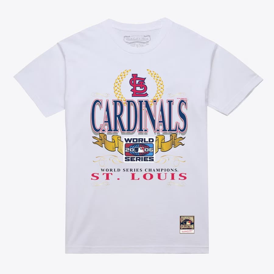 Футболка Mitchell & Ness White St. Louis Cardinals Pennant Chase T-Shirt