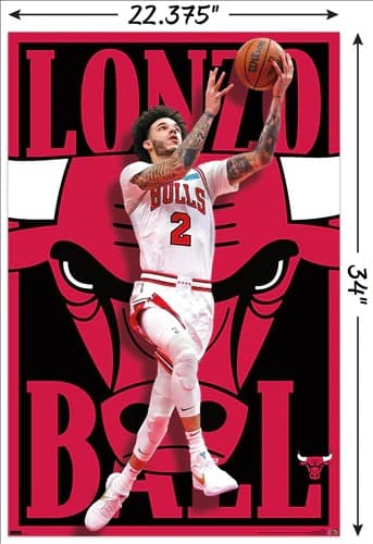 Настенный постер Lonzo Ball Chicago Bulls NBA Wall Poster