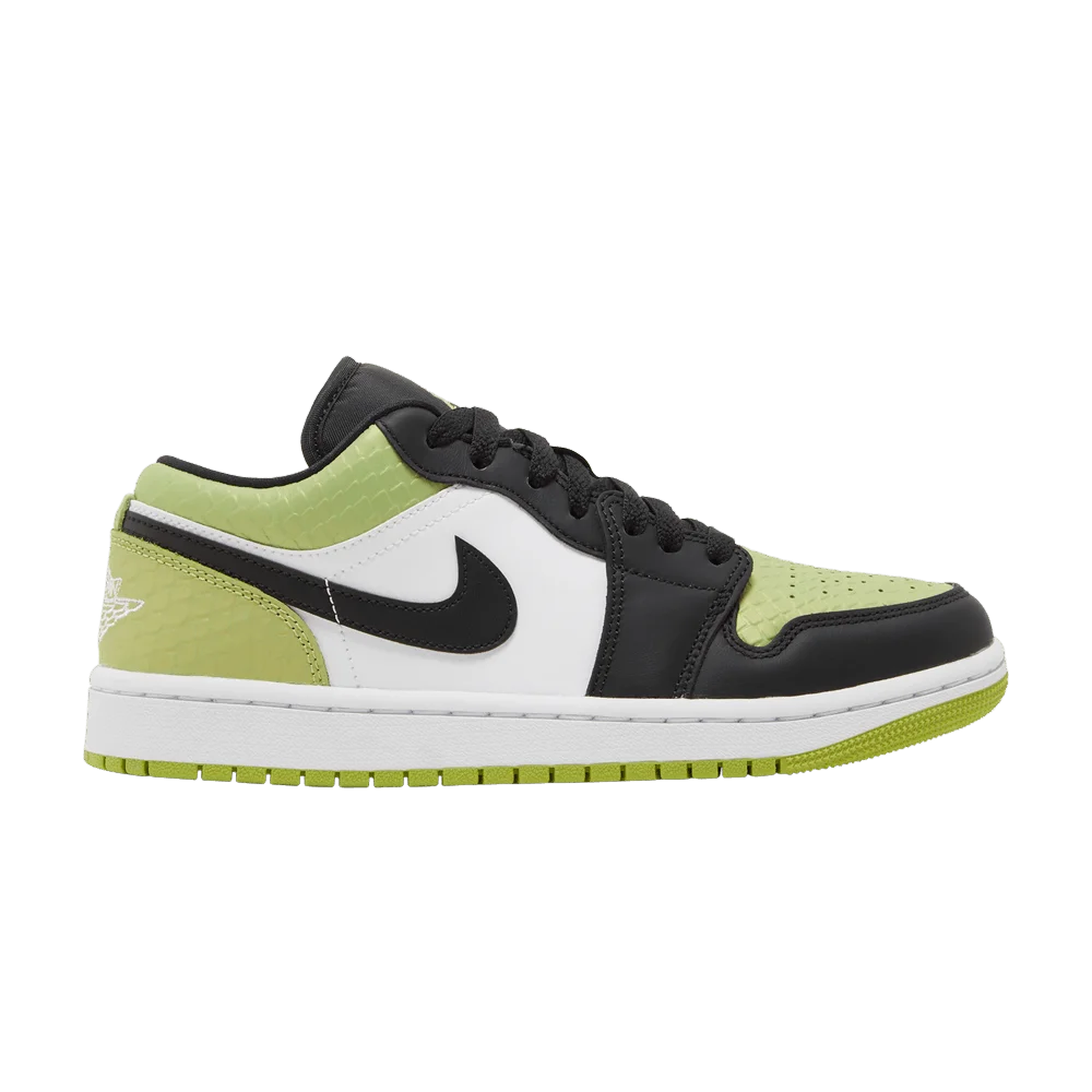 Krossovki-Wmns-Air-Jordan-1-Low-SE-Vivid-Green-Snakeskin