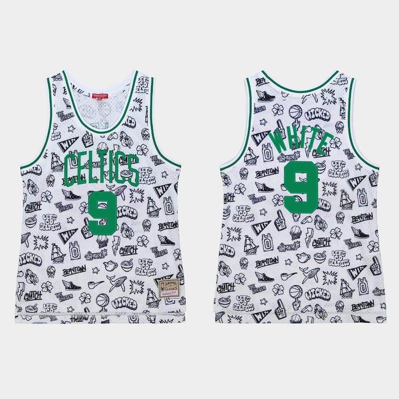 Баскетбольная джерси 1985-86 Boston Celtics #9 Derrick White White Doodle Jersey