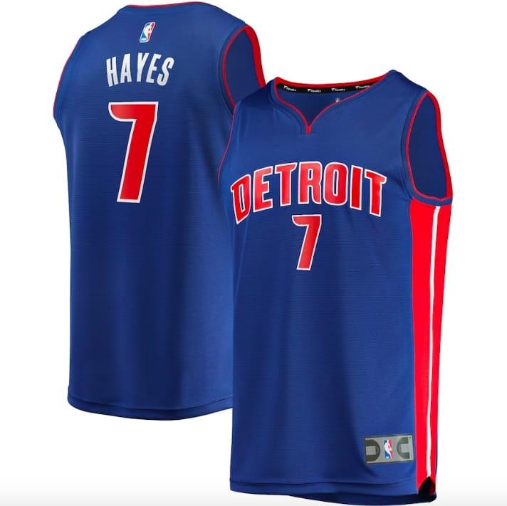 Баскетбольная джерси 2021-22 Detroit Pistons #7 Killian Hayes Fast Break Icon Blue Jersey