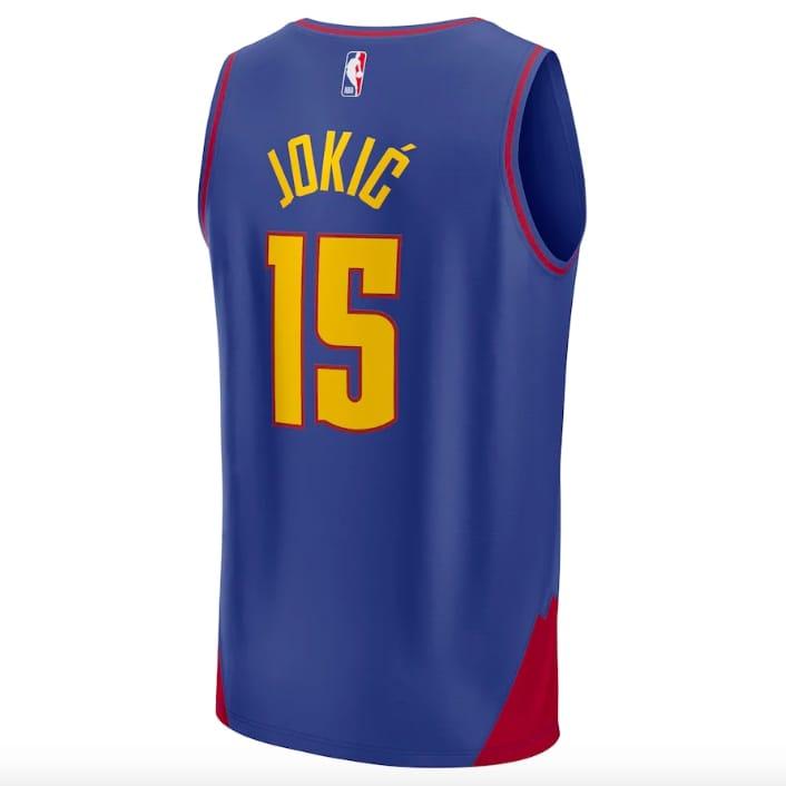 Баскетбольная джерси 2022-23 Denver Nuggets #15 Nikola Jokic Fast Break Statement Blue Jersey