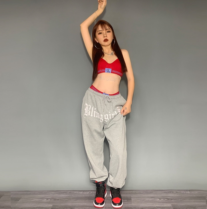 Спортивные брюки 2020 Blinggirls Hip-hop Style Sweatpants Grey/Black