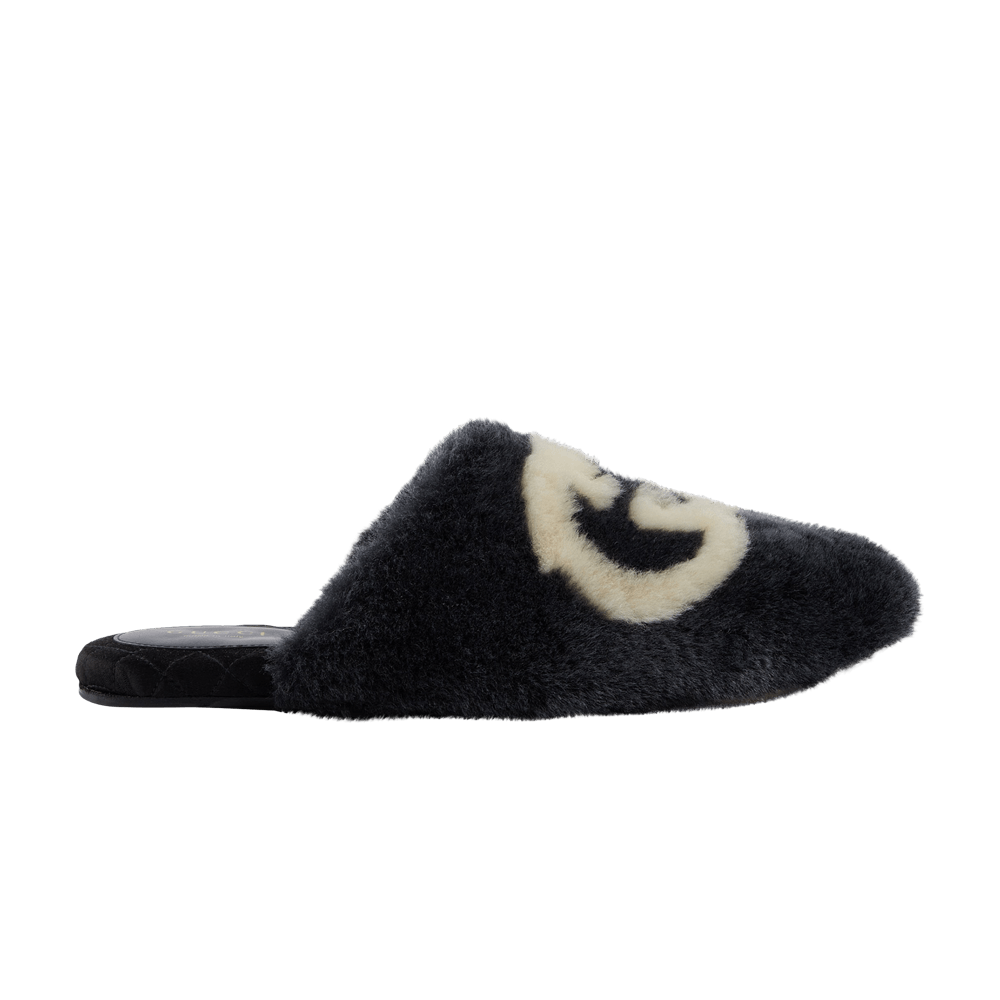 Кроссовки Gucci Wmns Faux-Fur Slipper 'Interlocking G - Black White'