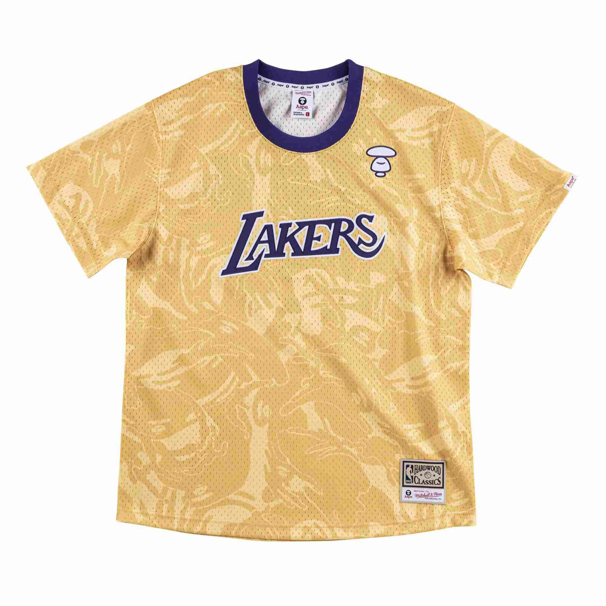 Футболка Aape x Mitchell & Ness Los Angeles Lakers BP Jersey Gold