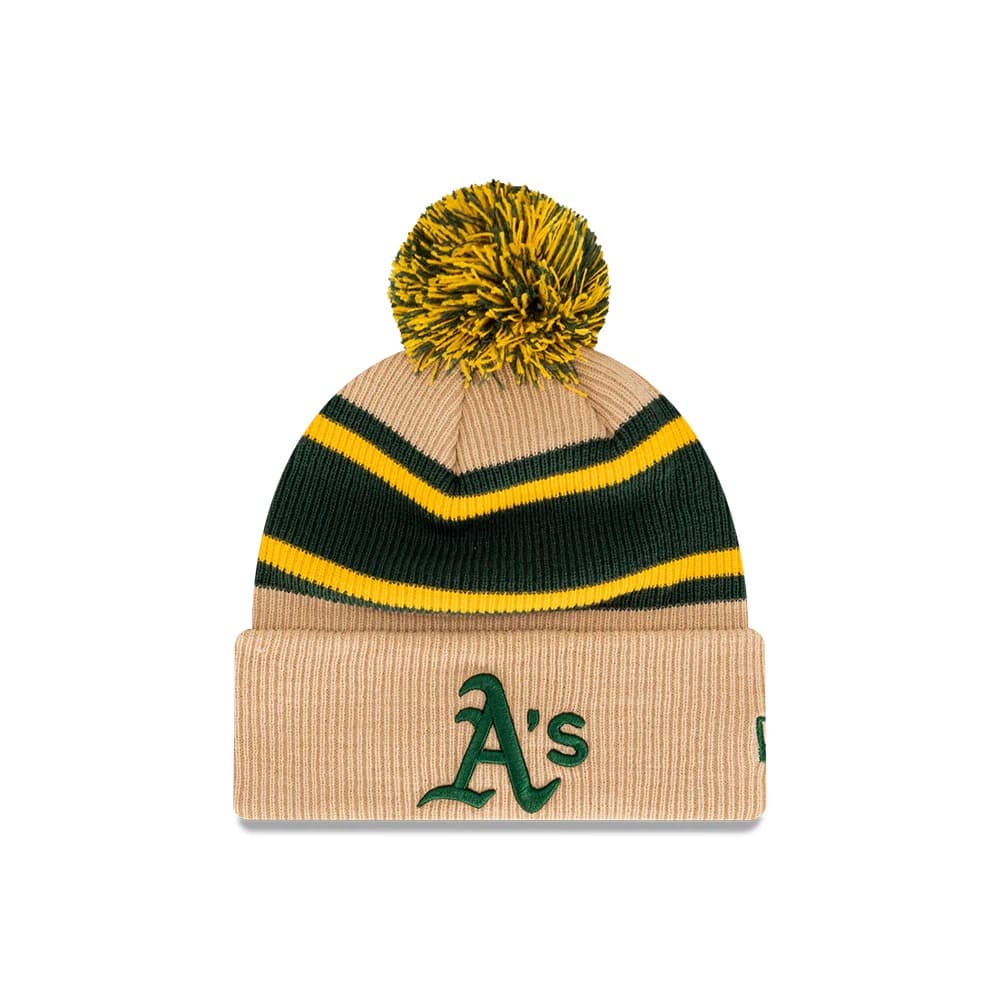 Шапка New Era Oakland Athletics Strip Pom Knit MLB Beanie