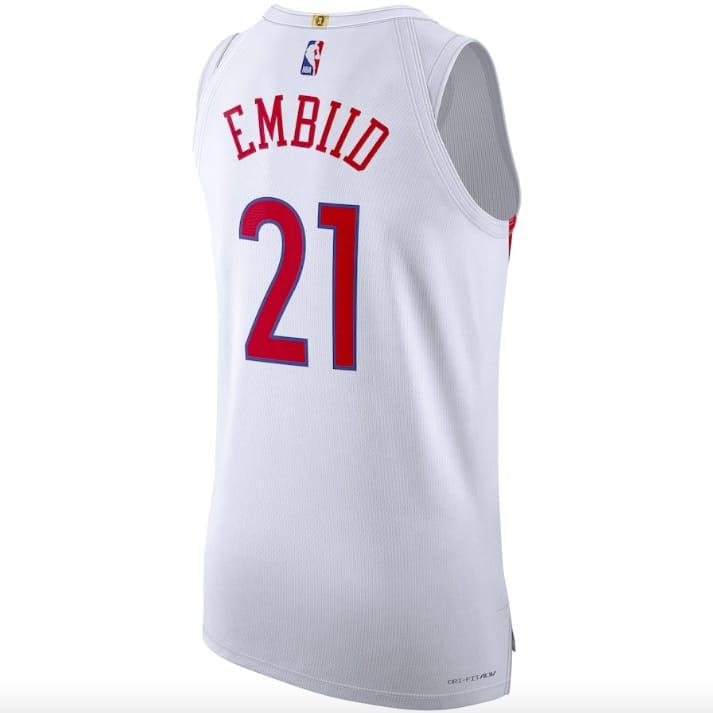 Баскетбольная джерси 2022-23 Philadelphia 76ers #21 Joel Embiid Authentic City White Jersey