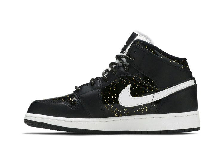Кроссовки Air Jordan 1 Mid SE GS 'Black Glitter'