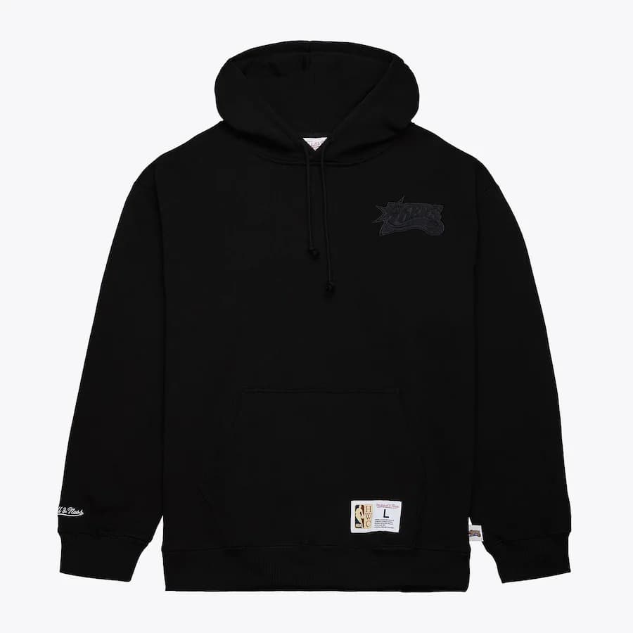 Худи Mitchell & Ness Black Philadelphia 76ers Tonal Logo Heavyweight Fleece Pullover Hoodie