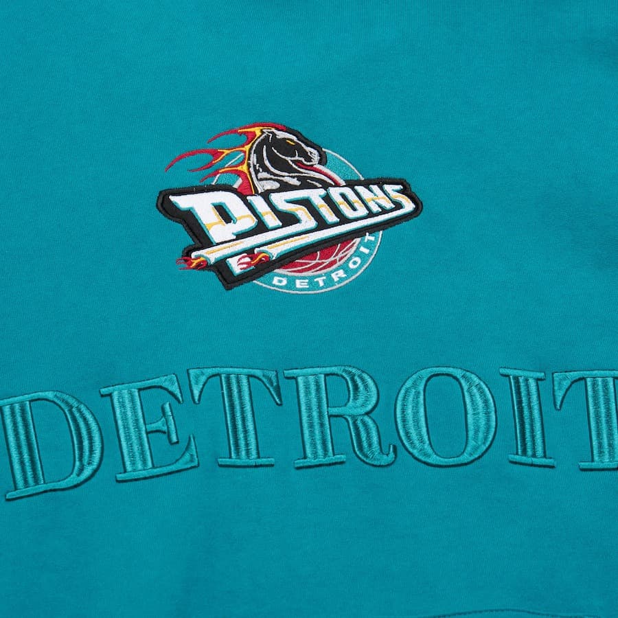 Худи Mitchell & Ness Teal Detroit Pistons Team OG 3.0 Vintage Fleece Pullover Hoodie