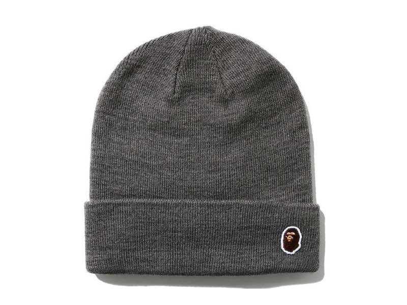 BAPE-Ape-Head-One-Point-Knit-Cap-FW20-Gray