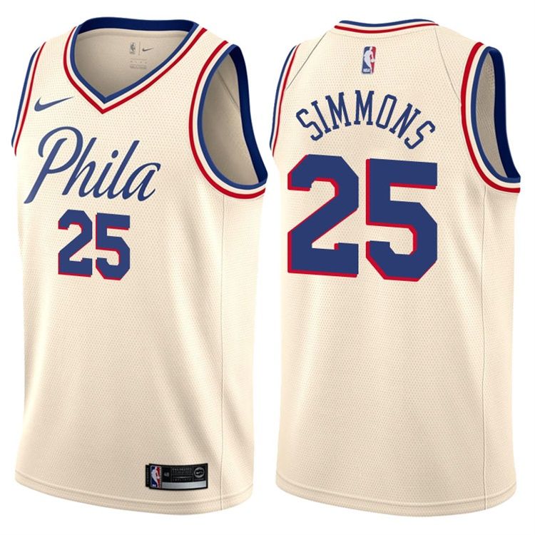 Баскетбольная джерси 2017-18 Ben Simmons Philadelphia 76ers #25 City Cream