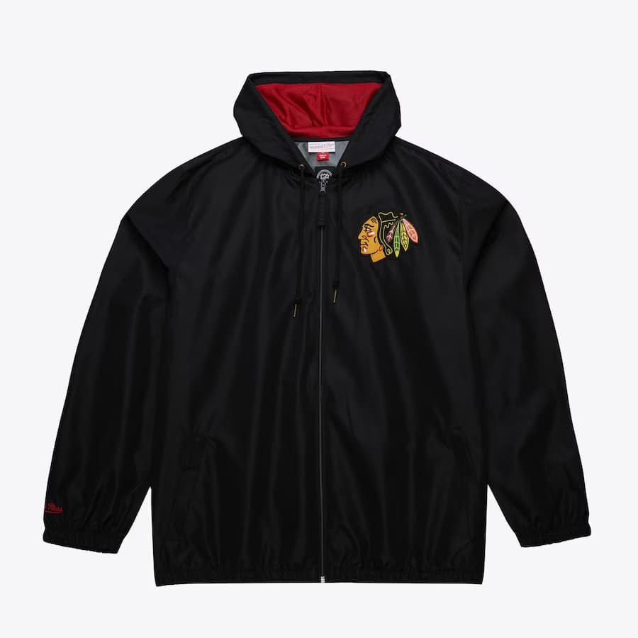 Куртка с капюшоном Mitchell & Ness Black Chicago Blackhawks Full-Zip Windbreaker Jacket