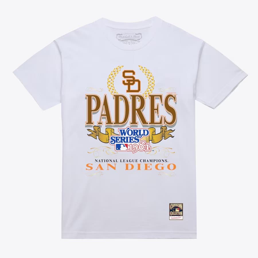 Футболка Mitchell & Ness White San Diego Padres Pennant Chase T-Shirt
