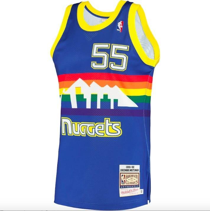 Баскетбольная джерси 1991 Denver Nuggets #55 Dikembe Mutombo Mitchell & Ness Hardwood Authentic Royal Jersey