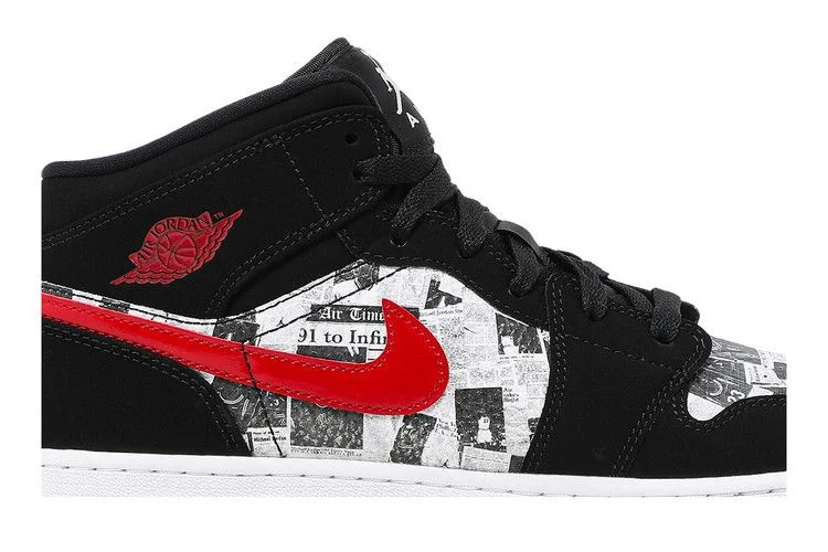 Кроссовки Air Jordan 1 Mid SE GS 'Newspaper Air Times'