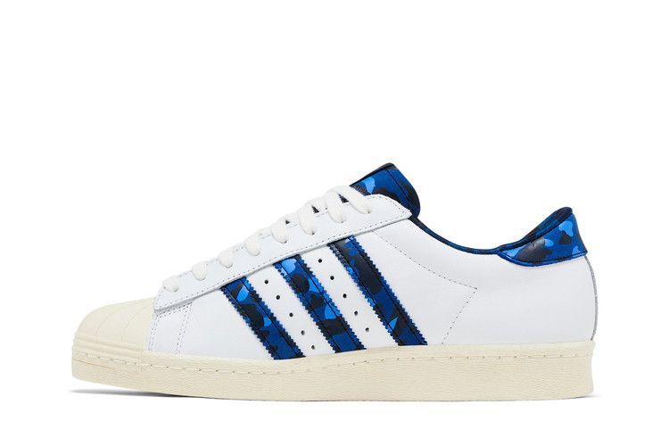 Кроссовки Undefeated x A Bathing Ape x adidas Superstars 80v 'White Blue'