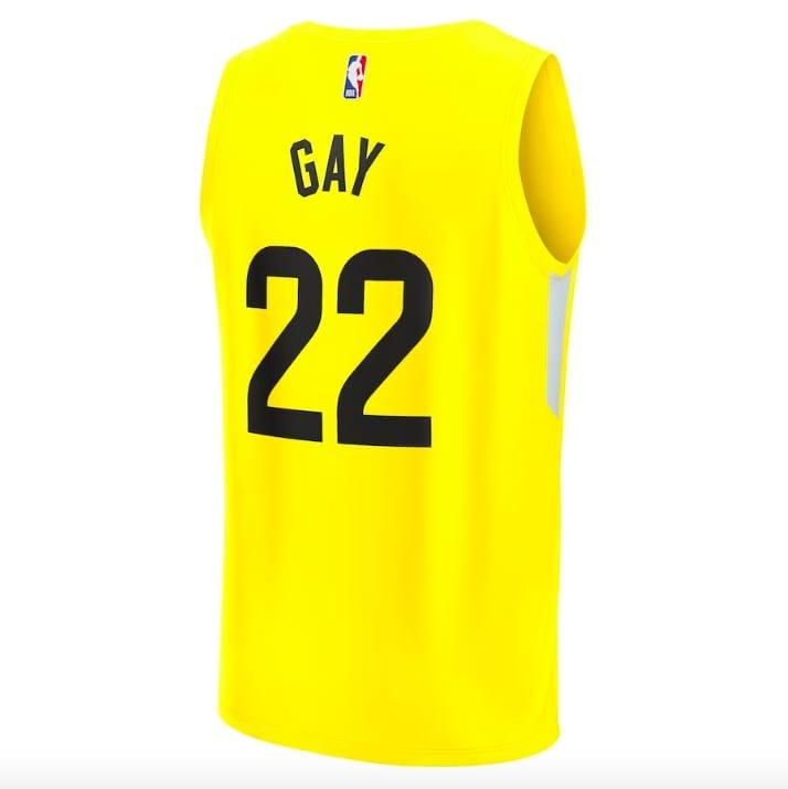 Баскетбольная джерси 2022-23 Utah Jazz #22 Rudy Gay Fast Break Icon Yellow Jersey