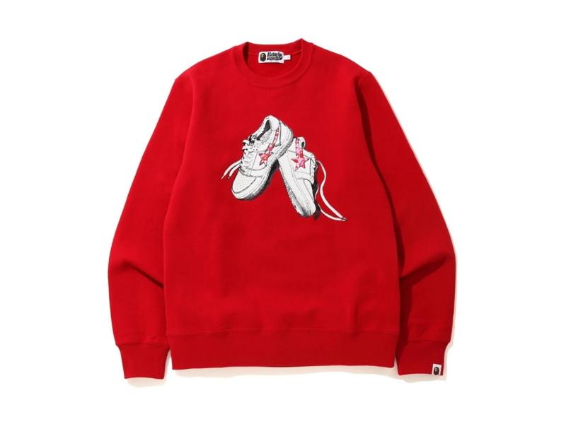 Толстовка BAPE ABC Camo Bapesta Crewneck Red