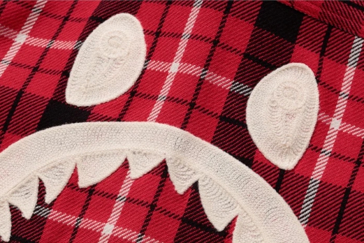 Рубашка BAPE Shark Flannel Check Shirt Shirt Red