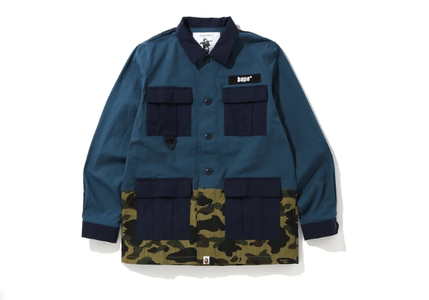 Рубашка BAPE 1st Camo Military Shirt Navy