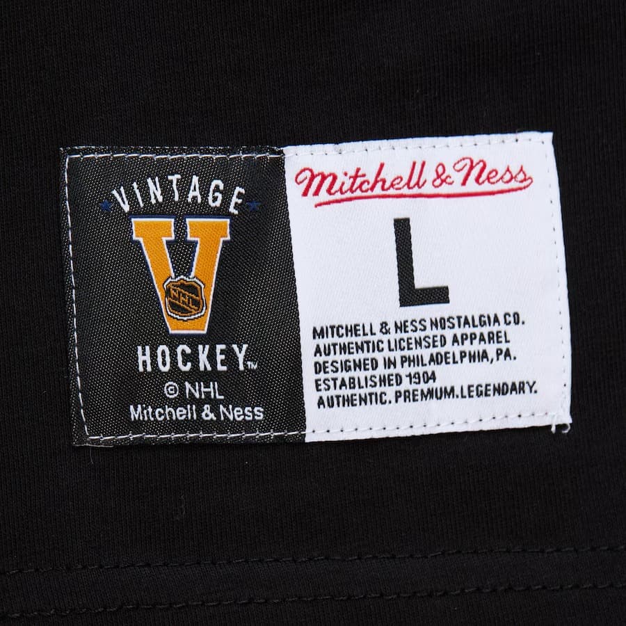 Футболка Mitchell & Ness Black Anaheim Ducks Jacquard Ringer Vintage Logo T-Shirt