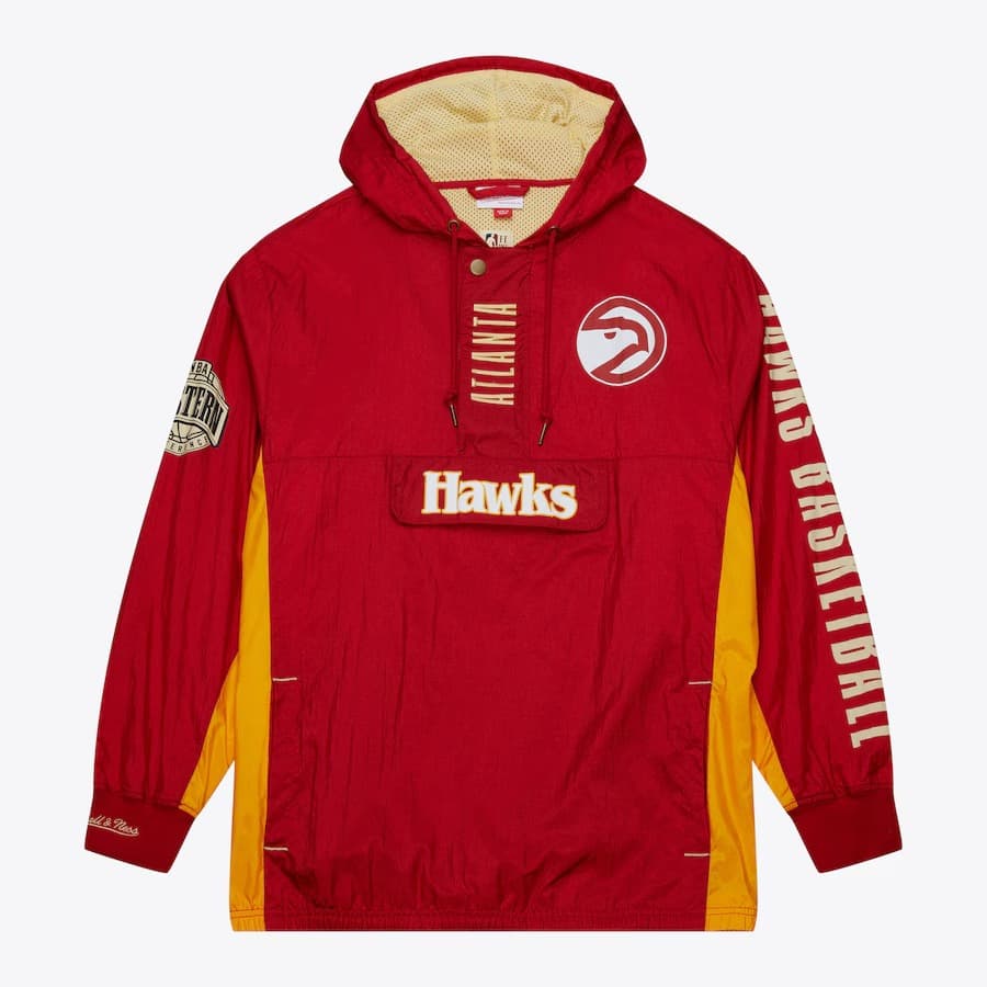 Mitchell-Ness-Red-Atlanta-Hawks-Team-OG-2.0-Vintage-Logo-Anorak-Quarter-Zip-Hoodie-Windbreaker-Jacket
