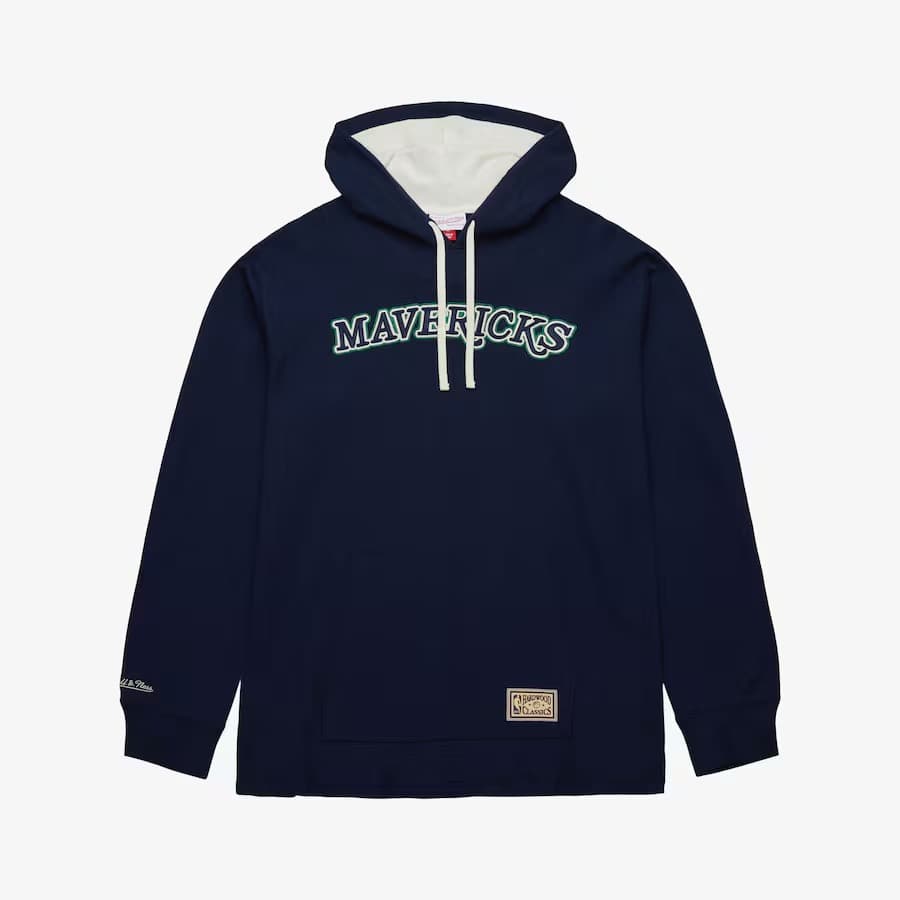 Худи Mitchell & Ness Navy Dallas Mavericks Vintage Logo Thermal Lightweight Pullover Hoodie