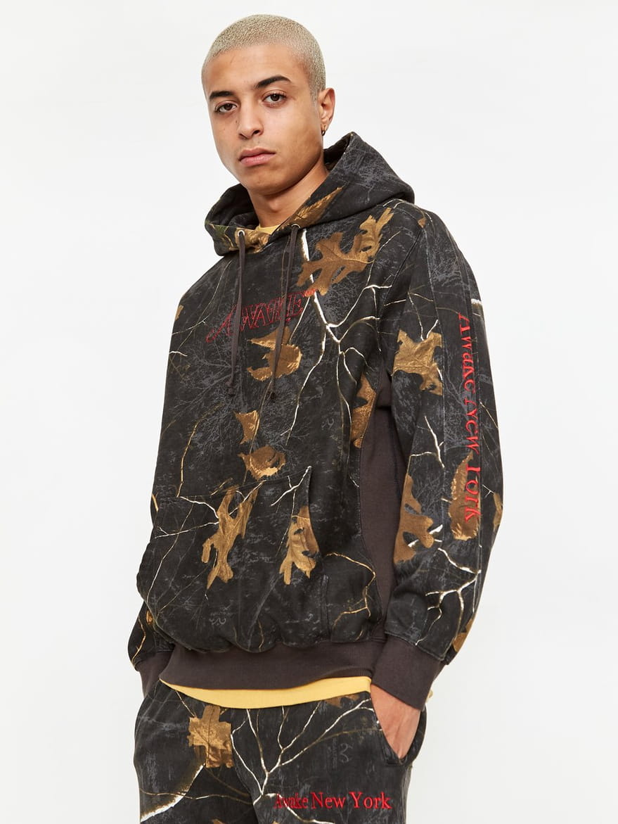 Худи Awake Blocked Logo with Stripe Rib Hoodie Real Tree