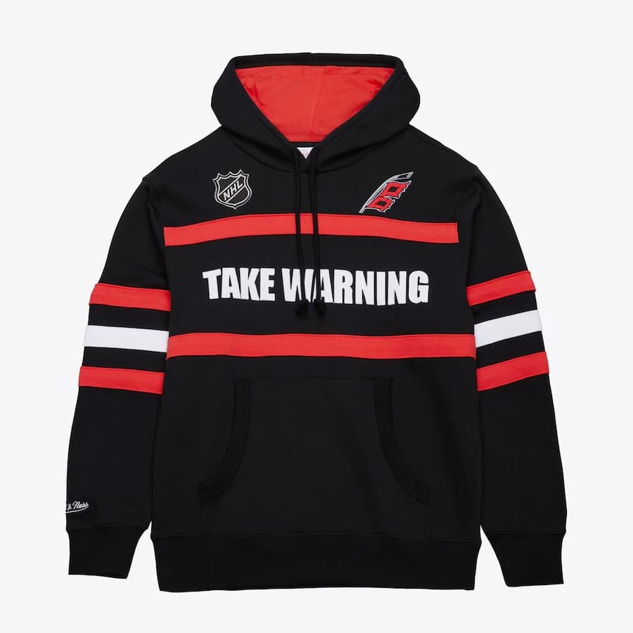Худи Mitchell & Ness Black Carolina Hurricanes Head Coach Fleece Pullover Hoodie