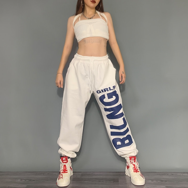 Спортивные брюки 2021 Bling Hip-hop Style Sweatpants White/Black