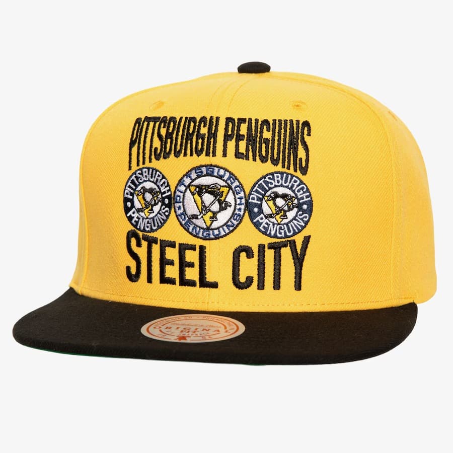 Бейсболка Mitchell & Ness Gold Pittsburgh Penguins City Love Vintage Snapback Hat