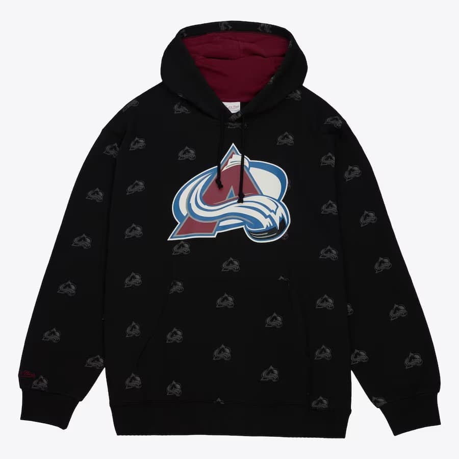 Худи Mitchell & Ness Black Colorado Avalanche Allover Print Fleece Pullover Hoodie