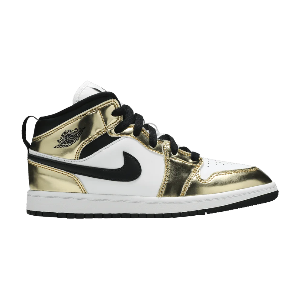 Кроссовки Air Jordan 1 Mid SE PS 'Metallic Gold'