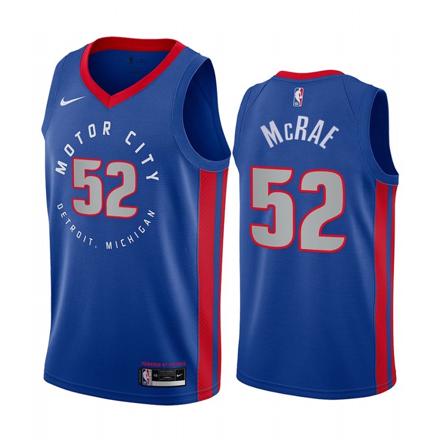Баскетбольная джерси 2020-21 Detroit Pistons #52 Jordan McRae City Edition Navy Swingman Jersey